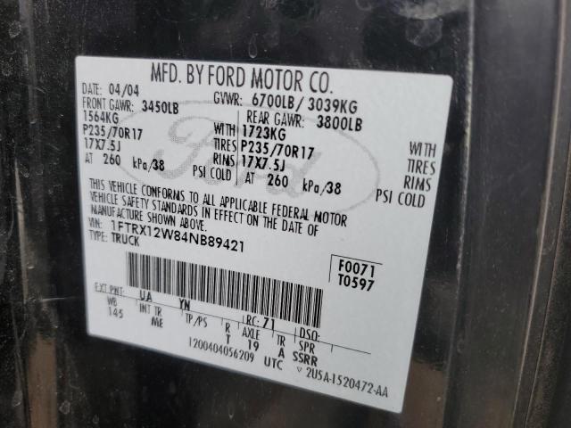 1FTRX12W84NB89421 - 2004 FORD F150 BLACK photo 12