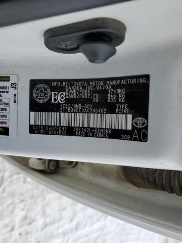 2T1BU4EE2AC205402 - 2010 TOYOTA COROLLA BASE WHITE photo 13