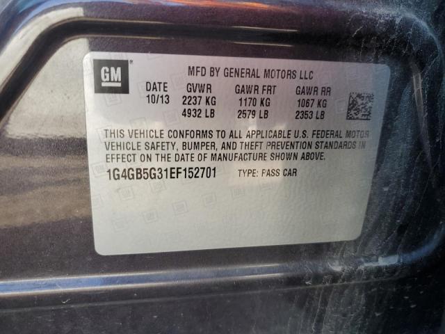 1G4GB5G31EF152701 - 2014 BUICK LACROSSE CHARCOAL photo 12