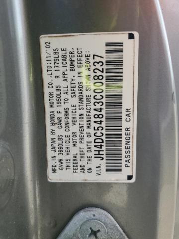 JH4DC54843C008237 - 2003 ACURA RSX GRAY photo 13