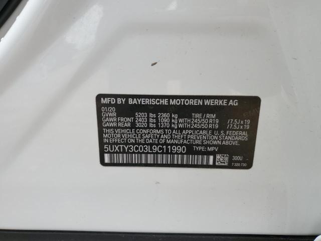 5UXTY3C03L9C11990 - 2020 BMW X3 SDRIVE30I WHITE photo 14