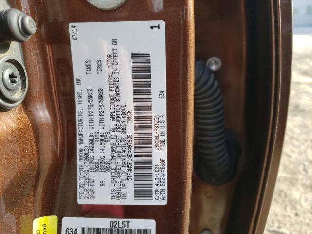5TFAW5F14EX407608 - 2014 TOYOTA TUNDRA CREWMAX PLATINUM 棕色 照片 12