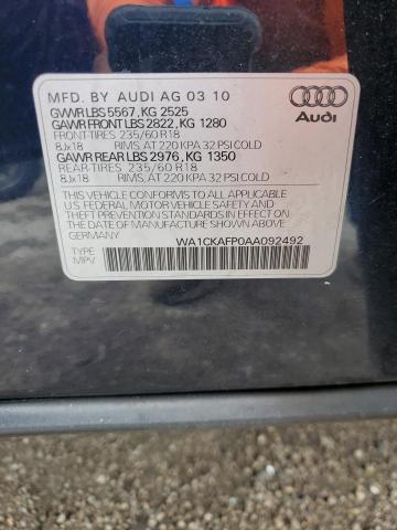 WA1CKAFP0AA092492 - 2010 AUDI Q5 PREMIUM BLUE photo 13