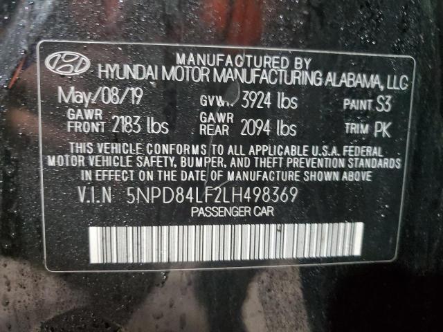 5NPD84LF2LH498369 - 2020 HYUNDAI ELANTRA SEL BLACK photo 12