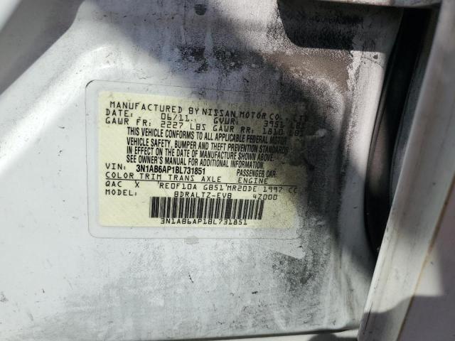 3N1AB6AP1BL731851 - 2011 NISSAN SENTRA 2.0 WHITE photo 12