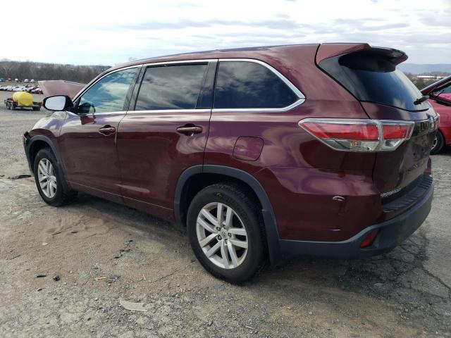 5TDBKRFH7FS105791 - 2015 TOYOTA HIGHLANDER LE MAROON photo 2