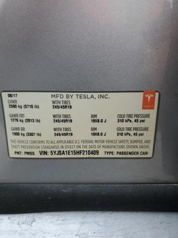 5YJSA1E15HF210409 - 2017 TESLA MODEL S Արծաթագույն լուսանկար 12