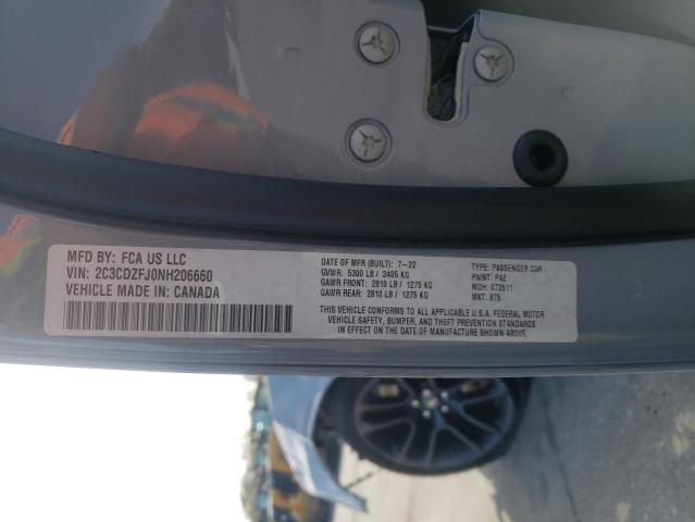 2C3CDZFJ0NH206660 - 2022 DODGE CHALLENGER R/T SCAT PACK GRAY photo 13