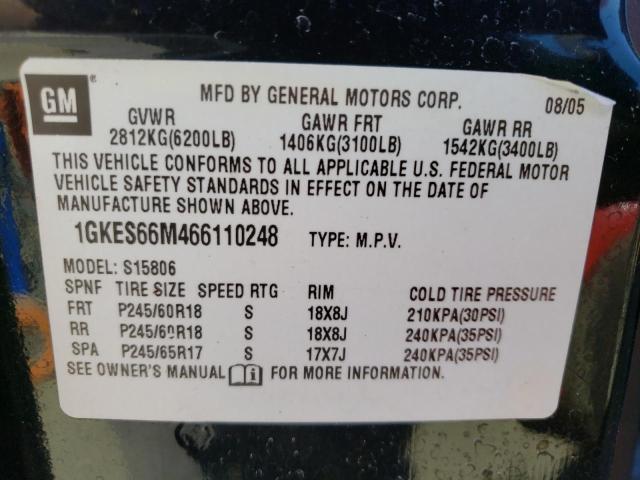 1GKES66M466110248 - 2006 GMC ENVOY DENALI XL BLACK photo 13