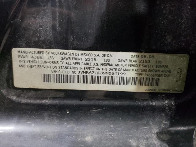 3VWRA71K39M054199 - 2009 VOLKSWAGEN JETTA WOLFSBURG 黑色 照片 12