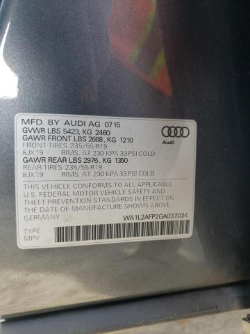 WA1L2AFP2GA037034 - 2016 AUDI Q5 PREMIUM PLUS GRAY photo 13