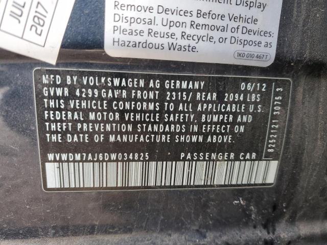 WVWDM7AJ6DW034825 - 2013 VOLKSWAGEN GOLF ტალღისფერი ფოტო 13