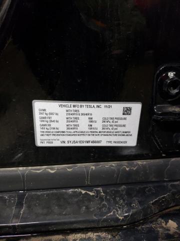 5YJSA1E61MF456007 - 2021 TESLA MODEL S BLACK photo 12