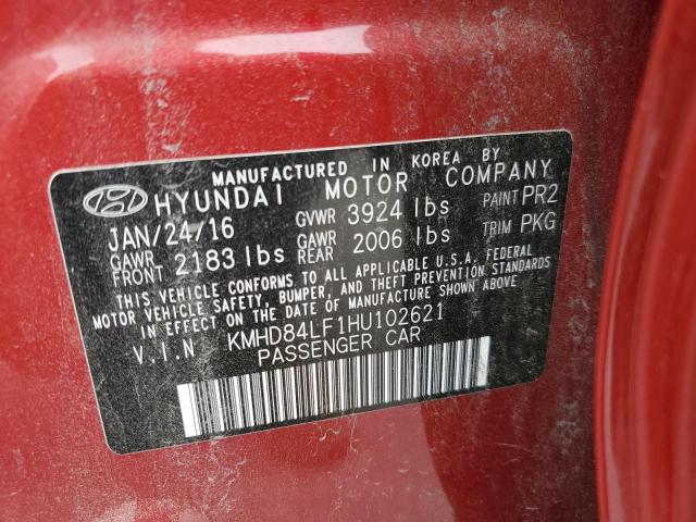 KMHD84LF1HU102621 - 2017 HYUNDAI ELANTRA SE RED photo 12