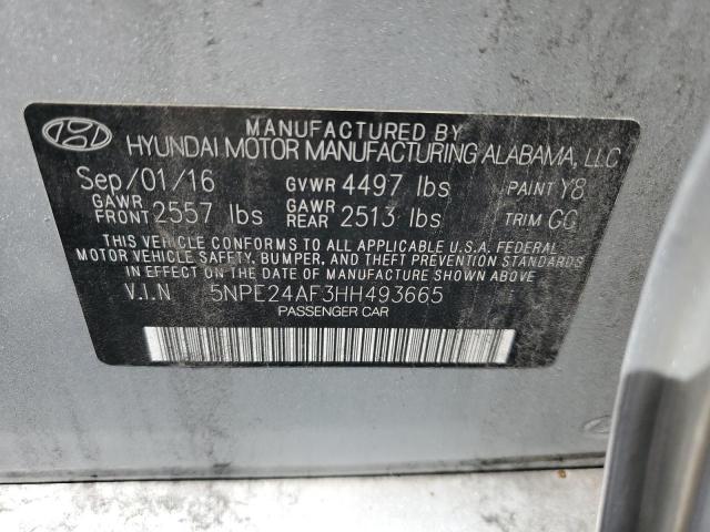 5NPE24AF3HH493665 - 2017 HYUNDAI SONATA SE SILVER photo 12