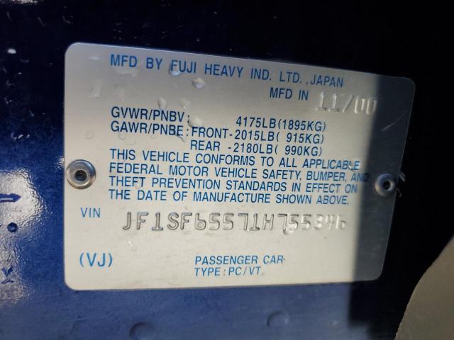 JF1SF65571H755346 - 2001 SUBARU FORESTER S BLUE photo 13