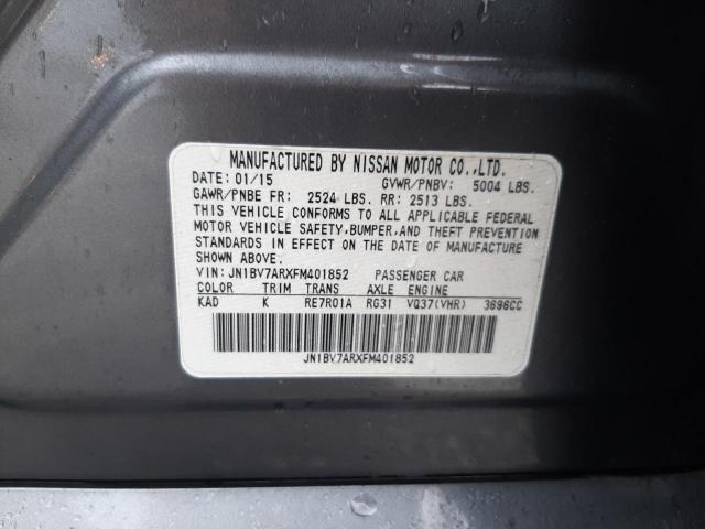 JN1BV7ARXFM401852 - 2015 INFINITI Q50 BASE GRAY photo 13