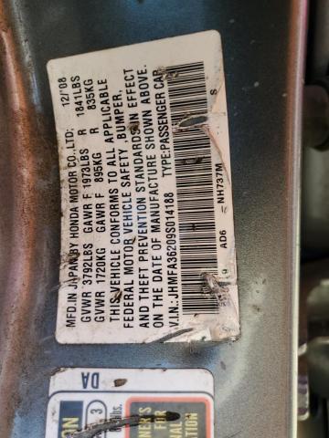 JHMFA36209S014188 - 2009 HONDA CIVIC HYBRID GRAY photo 12