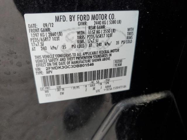 2FMDK3GC3DBB01546 - 2013 FORD EDGE SE BLACK photo 13