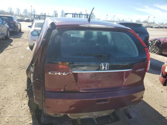 5J6RM4H39CL068019 - 2012 HONDA CR-V LX BURGUNDY photo 6