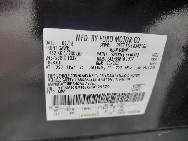 1FM5K8AR5GGC26379 - 2016 FORD EXPLORER POLICE INTERCEPTOR 黑色 照片 12