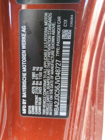 WBA2J3C56JVD48727 - 2018 BMW 230XI ORANGE photo 12