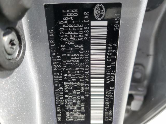 4T1E31AK8LU518403 - 2020 TOYOTA CAMRY LE SILVER photo 12