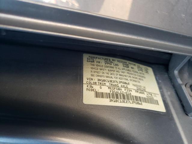 3N1BC13E27L395862 - 2007 NISSAN VERSA S GRAY photo 10