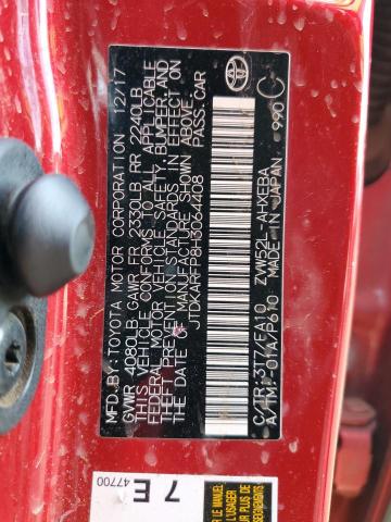 JTDKARFP8H3064408 - 2017 TOYOTA PRIUS PRIM 栗色 照片 12