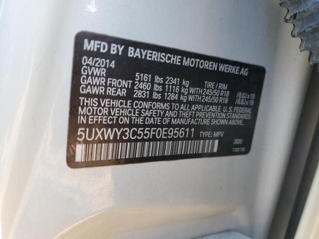 5UXWY3C55F0E95611 - 2015 BMW X3 XDRIVE28D WHITE photo 13