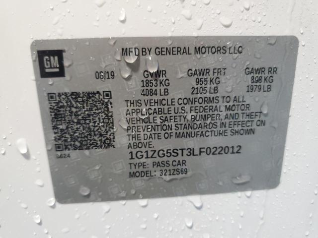 1G1ZG5ST3LF022012 - 2020 CHEVROLET MALIBU RS 白色 照片 13