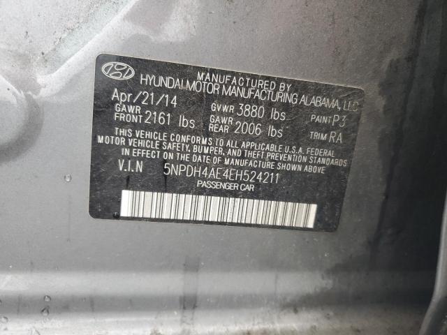 5NPDH4AE4EH524211 - 2014 HYUNDAI ELANTRA SE GRAY photo 12