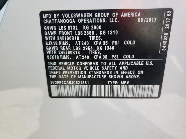1V2ER2CA5JC521581 - 2018 VOLKSWAGEN ATLAS SEL Ağ foto 12