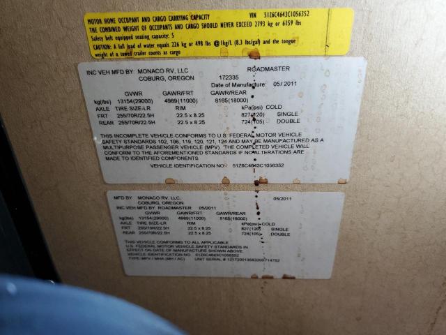 51Z6C4643C1056352 - 2012 ROADMASTER RAIL MTRHM ორფეროვანი ფოტო 10