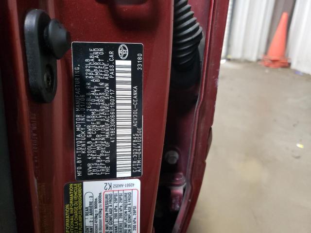 4T1BE30K66U160717 - 2006 TOYOTA CAMRY LE BURGUNDY photo 12