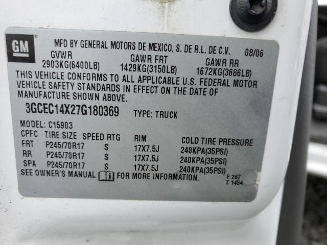 3GCEC14X27G180369 - 2007 CHEVROLET SILVERADO C1500 CLASSIC WHITE photo 12