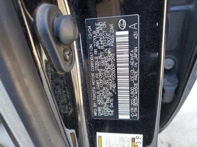 JTHBD192050097293 - 2005 LEXUS IS 300 BLACK photo 12