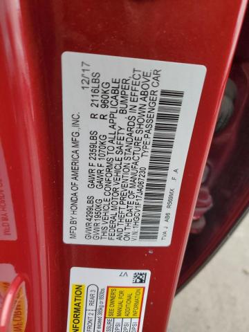 1HGCV1F17JA067230 - 2018 HONDA ACCORD LX RED photo 12