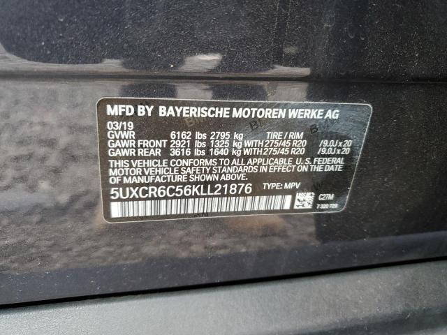 5UXCR6C56KLL21876 - 2019 BMW X5 XDRIVE40I BLACK photo 12