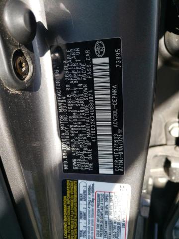 4T1BE32K34U880874 - 2004 TOYOTA CAMRY LE GRAY photo 12