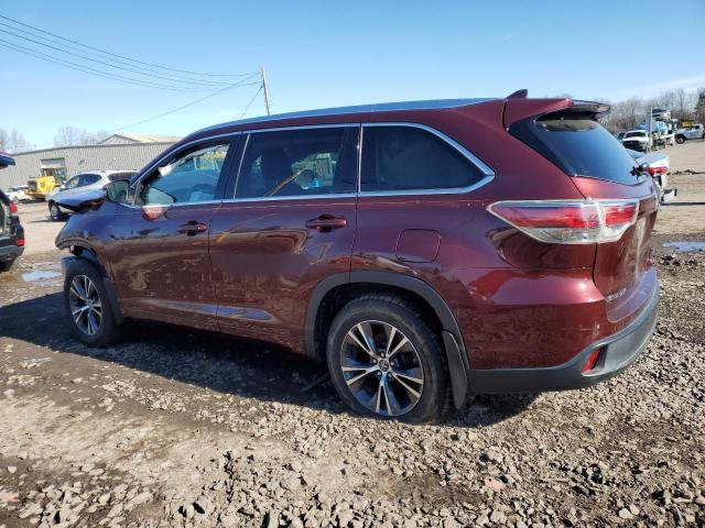 5TDJKRFH3GS279340 - 2016 TOYOTA HIGHLANDER XLE 勃艮第红 照片 2