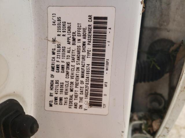 1HGCR2F83DA166574 - 2013 HONDA ACCORD EXL WHITE photo 12