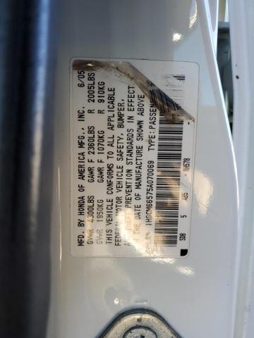 1HGCM66575A070069 - 2005 HONDA ACCORD EX WHITE photo 12