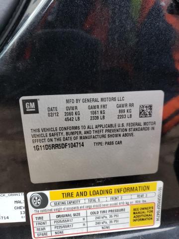 1G11D5RR5DF104714 - 2013 CHEVROLET MALIBU 1LT BLACK photo 12