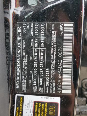 4JGDA5HB4DA210078 - 2013 MERCEDES-BENZ ML 350 4MATIC BLACK photo 13