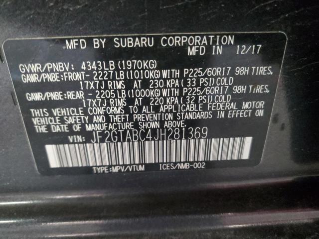 JF2GTABC4JH281369 - 2018 SUBARU CROSSTREK PREMIUM CHARCOAL photo 13