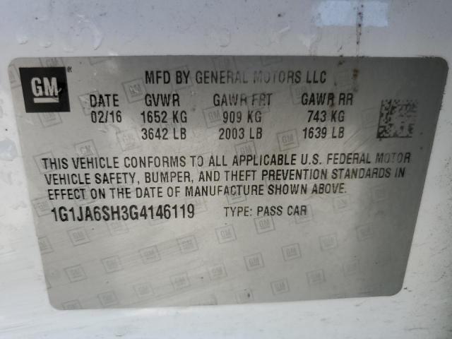 1G1JA6SH3G4146119 - 2016 CHEVROLET SONIC LS 白色 照片 13