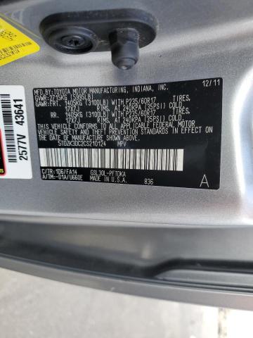 5TDZK3DC2CS210124 - 2012 TOYOTA SIENNA SILVER photo 13