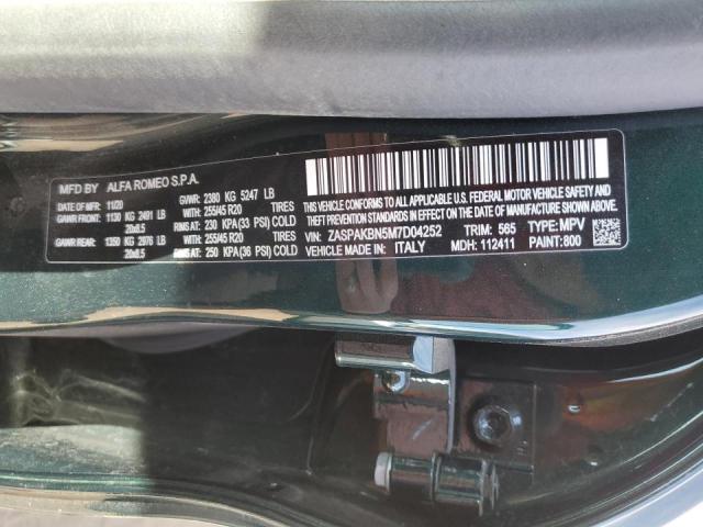 ZASPAKBN5M7D04252 - 2021 ALFA ROMEO STELVIO TI Yaşıl foto 12