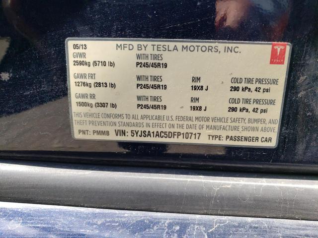 5YJSA1AC5DFP10717 - 2013 TESLA MODEL S BLUE photo 13